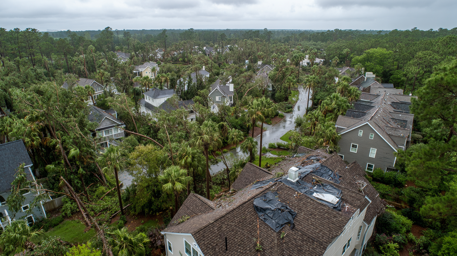 Aerial view of residential neighborhood in coastal