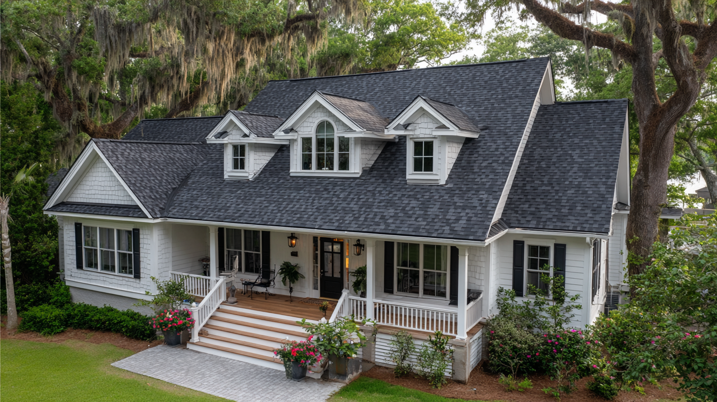Completed GAF architectural shingle roof on a coastal Lowcountry home
